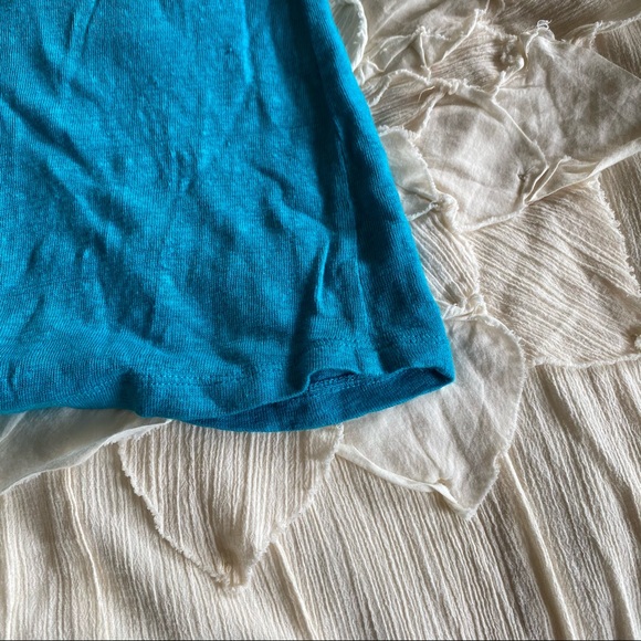 Boden 100% Linen Voop Turquoise Tee - Picture 5 of 5
